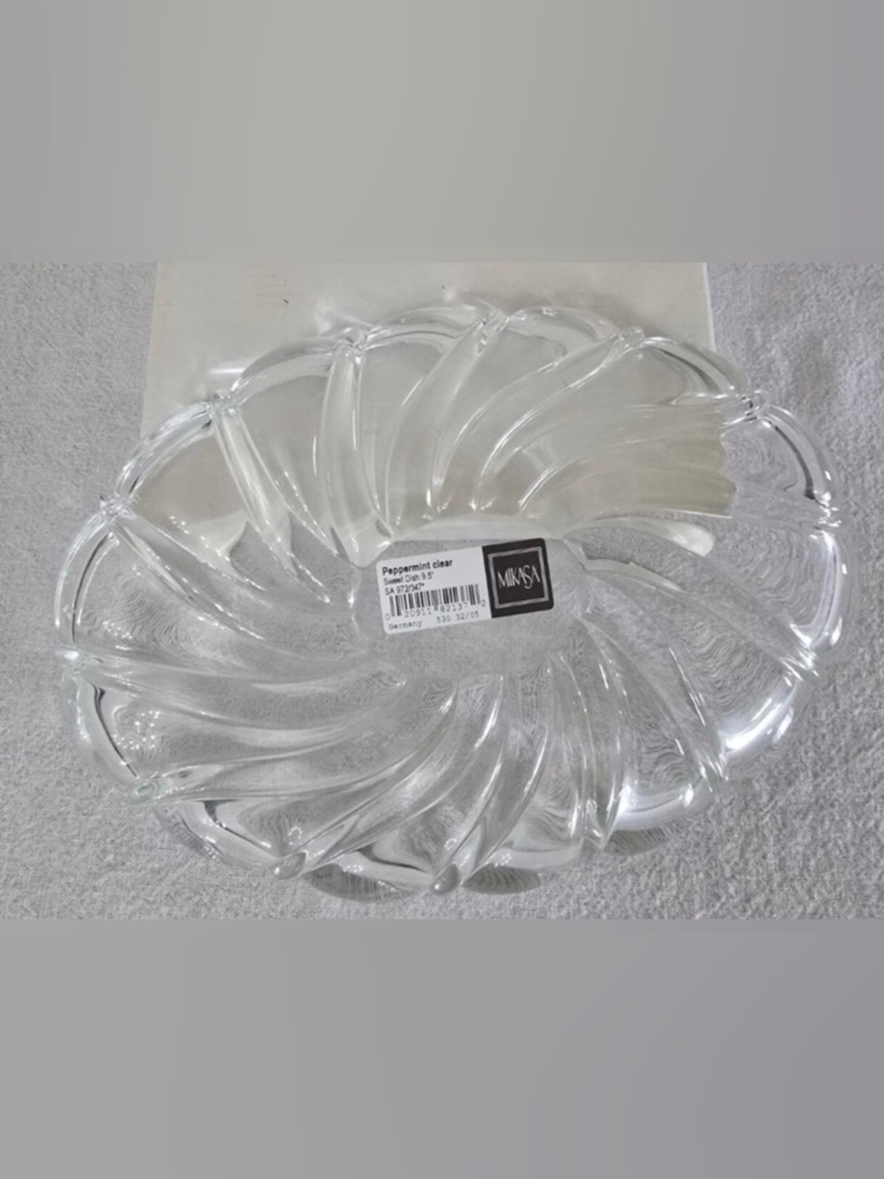 Mikasa Small Peppermint Clear Platter, Sweet Dish Scalloped Edges NWOT